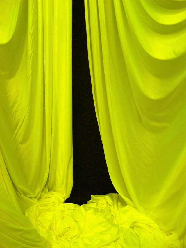 Low Stretch Neon Yellow 40 Denier Tricot Polyester Fabric - Neon Yellow, 108"-120" Width (1 Yard)