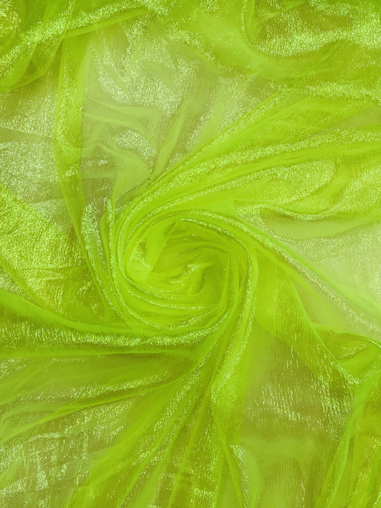 Neon Yellow Crush Barbie Organza Polyester Fabric - Neon Yellow, Sheer Iridescent Shimmer, 45" Width (1 Yard)