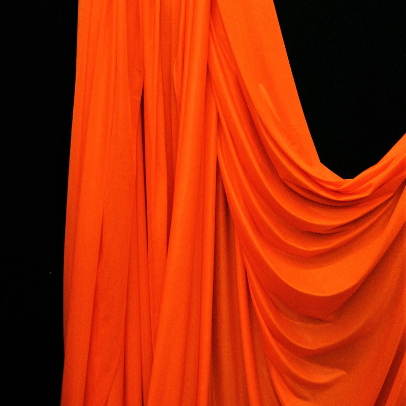 Low Stretch Neon Orange Polyester Fabric - Neon Orange, 40 Denier Tricot, 108"-120" Width