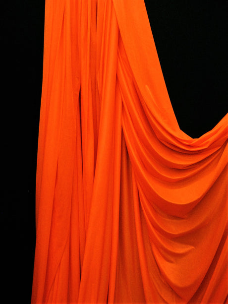 Low Stretch Neon Orange Polyester Fabric - Neon Orange, 40 Denier Tricot, 108"-120" Width
