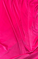 Neon Pink Stretch Velvet Fabric - Neon Pink, 58"-60" Width