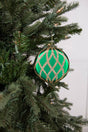 10cm Matte Glitter Flat Round Ornament - Green/Gold