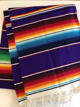 Mexican Serape Cotton Fabric - Bright Multicolor Woven Fringe, 14" X 84" (1 Table Runner)