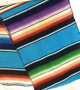 Mexican Serape Cotton Fabric - Multicolor Woven Stripes, 14" X 84" (1 Table Runner)