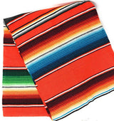 Mexican Serape Cotton Fabric - Multicolor Woven Stripes, 14" X 84" (1 Table Runner)