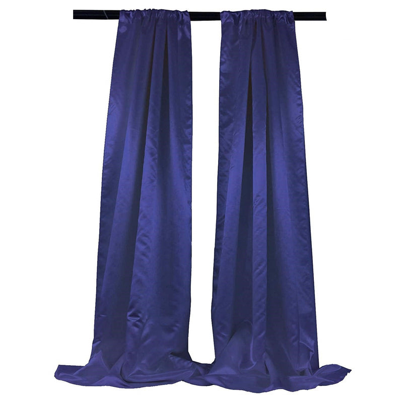 Bridal Satin Backdrop Satin Fabric - Royal Blue, 4" Rod Pocket, 58" Width x 8 Feet Height (1 Pair)