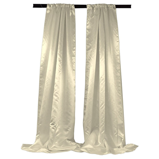 Bridal Satin Fabric - Ivory, 4" Rod Pocket, 58" Width x 8 Feet Height (1 Pair)