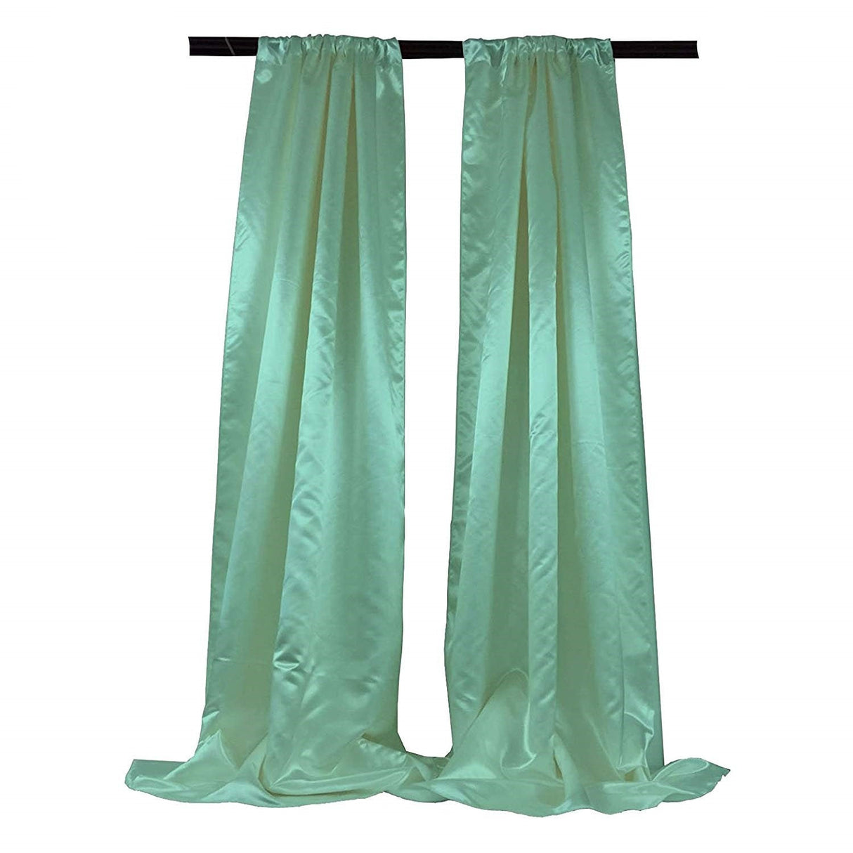 Bridal Satin Fabric - Ivory, 4" Rod Pocket, 58" Width x 8 Feet Height (1 Pair)