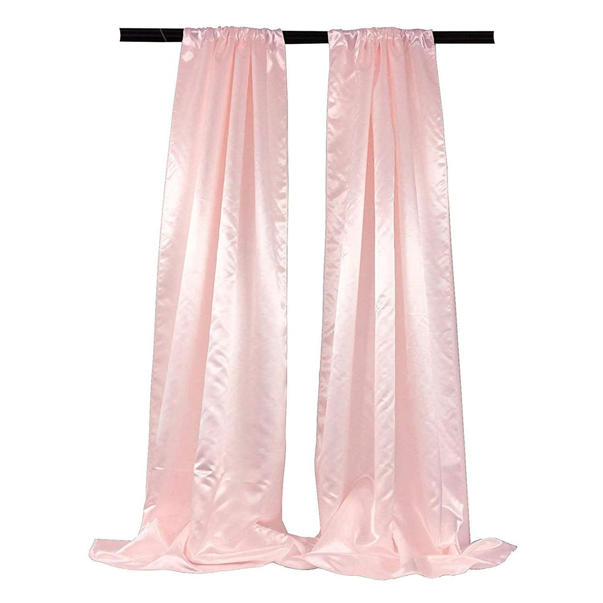 Bridal Satin Fabric - Ivory, 4" Rod Pocket, 58" Width x 8 Feet Height (1 Pair)