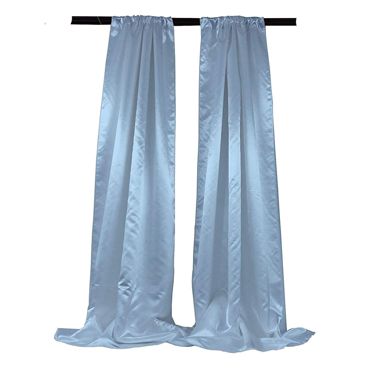 Bridal Satin Fabric - Ivory, 4" Rod Pocket, 58" Width x 8 Feet Height (1 Pair)