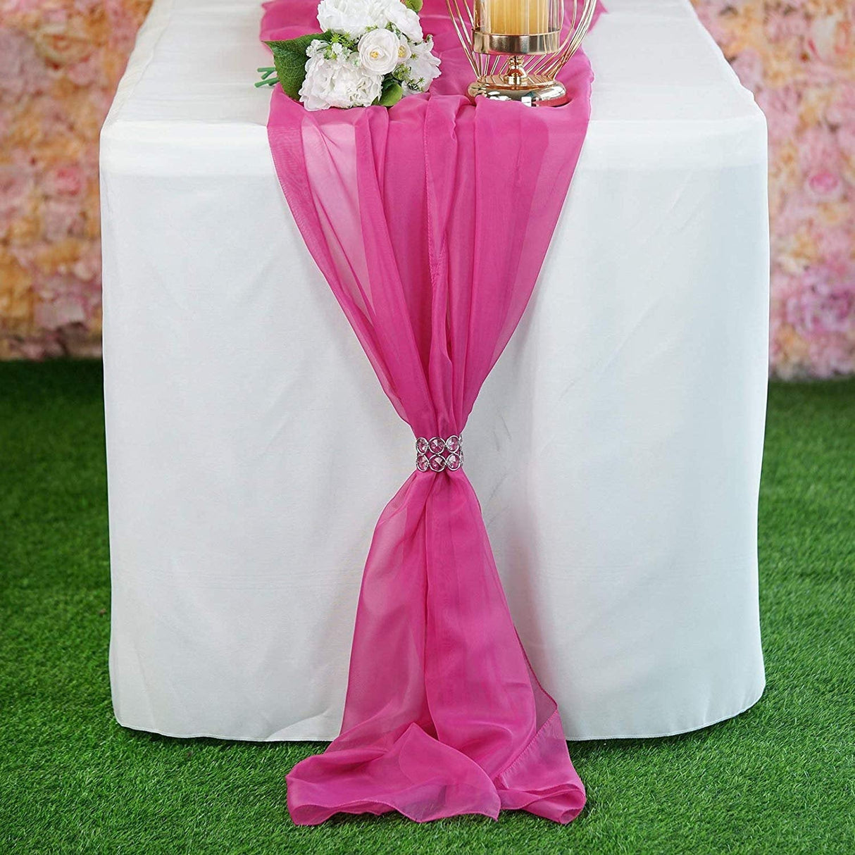 Chiffon Table Runner Polyester Fabric - Sheer, 14" X 120", Extra Long (1 Runner)