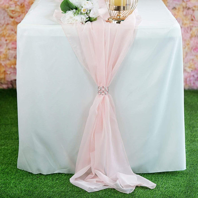 Chiffon Table Runner Polyester Fabric - Sheer, 14" Wide X 120" Long (1 Piece)