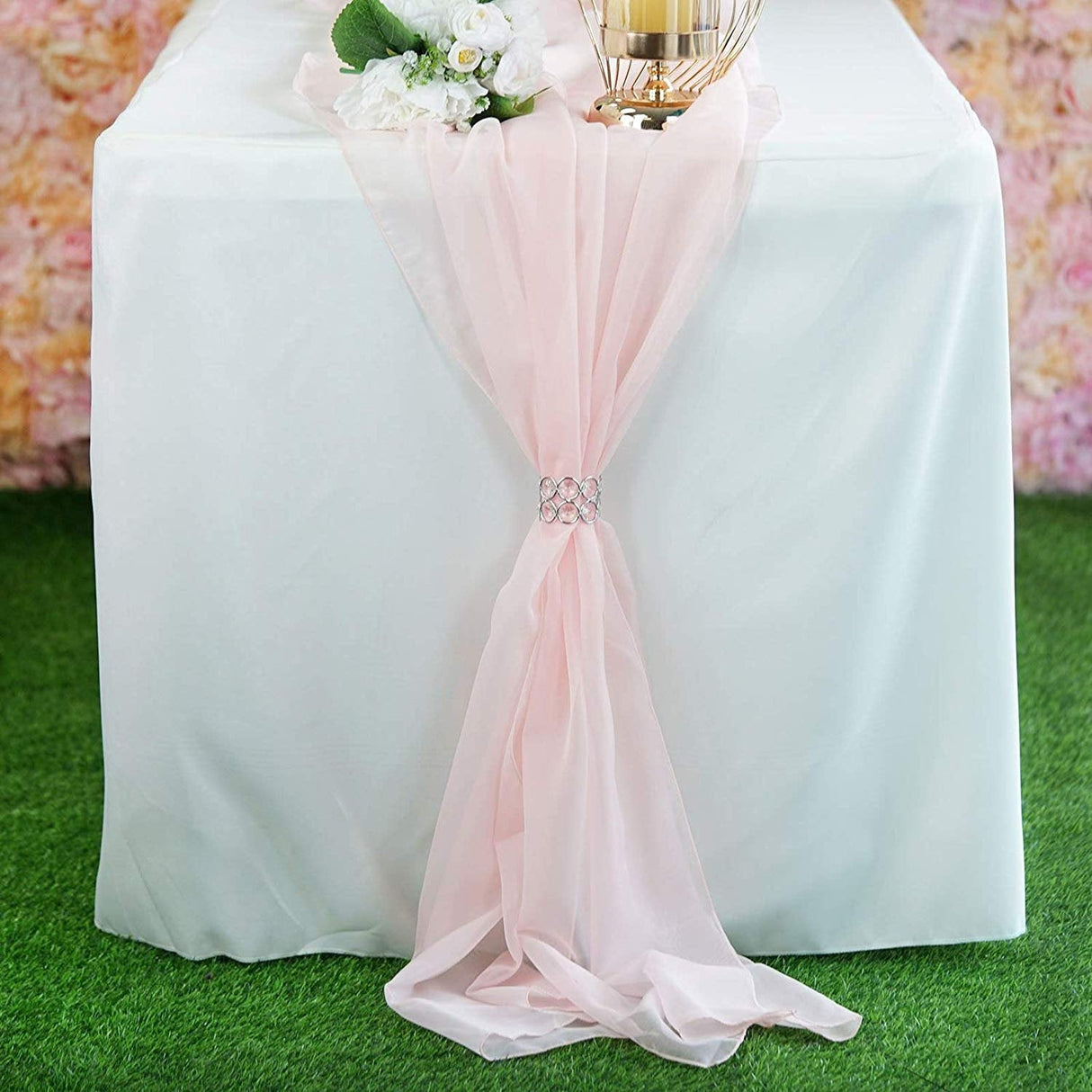 Chiffon Table Runner Polyester Fabric - Sheer, 14" Wide X 120" Long (1 Piece)