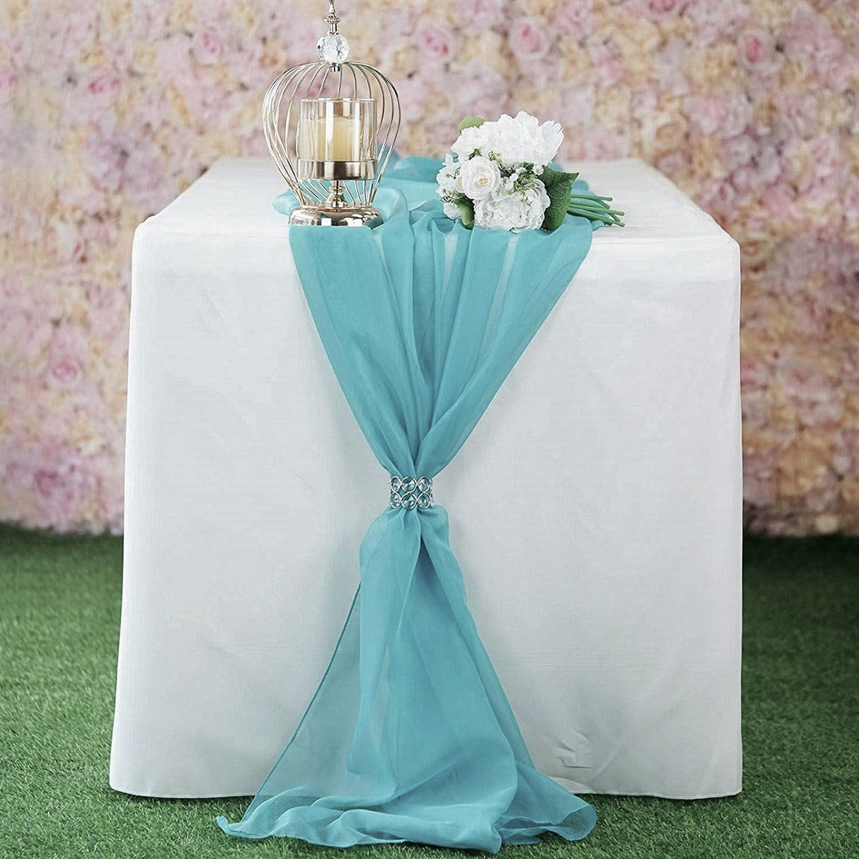 Chiffon Table Runner Polyester Fabric - Sheer, 14" Wide x 120" Long (1 Runner)