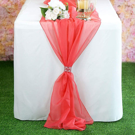 Chiffon Table Runner Polyester Fabric - Sheer, 14" Wide x 120" Long (1 Runner)
