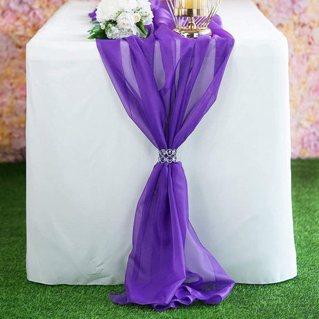 Chiffon Table Runner Polyester Fabric - Navy Blue, 18" X 180" (1 Piece)