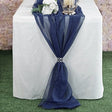 Chiffon Table Runner Polyester Fabric - Navy Blue, 18" X 180" (1 Piece)