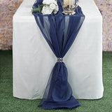 Chiffon Table Runner Polyester Fabric - Navy Blue, 27" Wide, 120" Long (1 Piece)