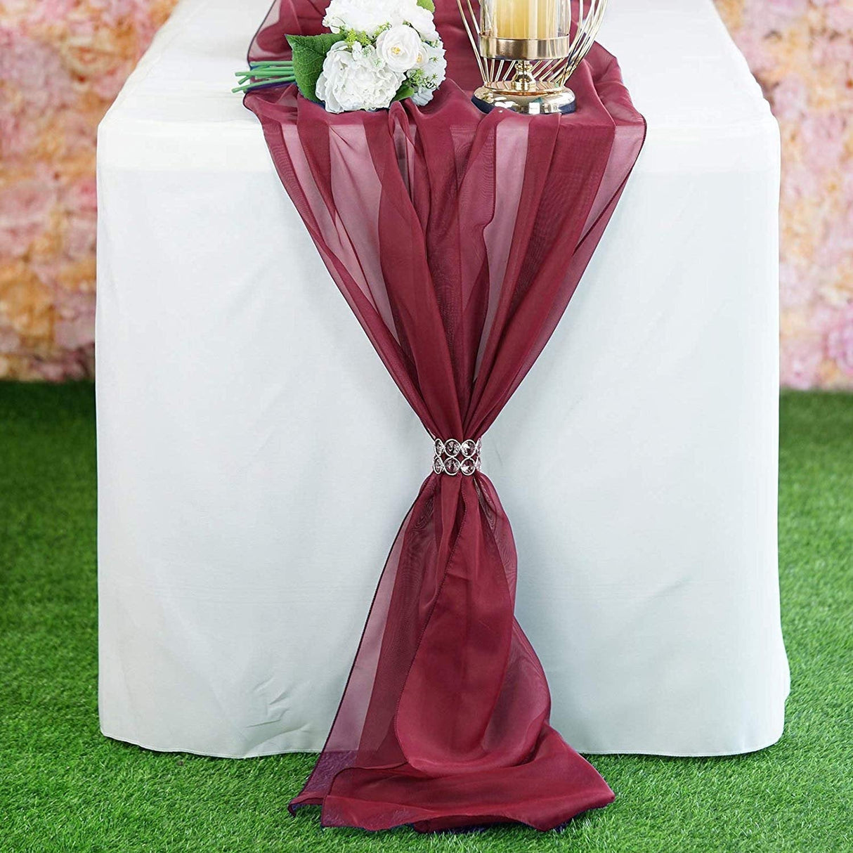 Chiffon Table Runner Polyester Fabric - Sheer, 27" X 120" (1 Runner)