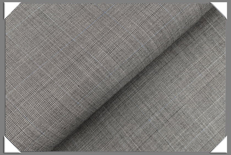 Grey/Blue Super 100S Wool Suiting Fabric - Grey/Blue Suiting, 58/60" Width (1 Yard)