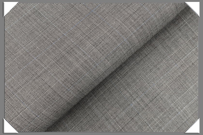 Grey/Blue Super 100S Wool Suiting Fabric - Grey/Blue Suiting, 58/60" Width (1 Yard)