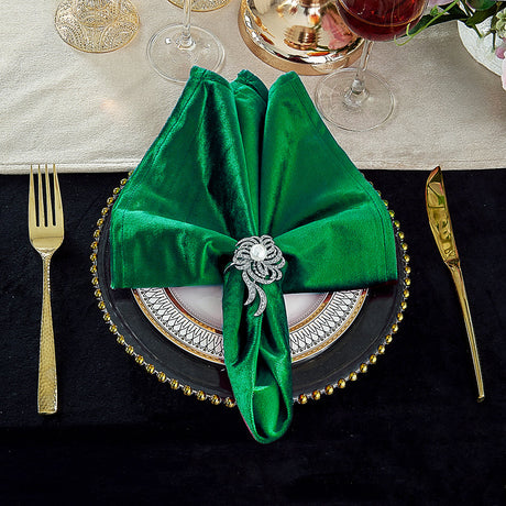 Velvet Dinner Napkins 20x20 Emerald Green