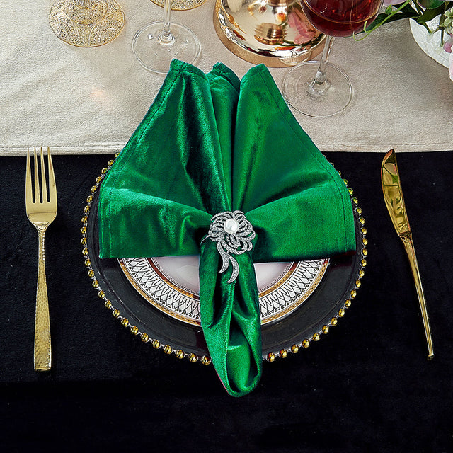 Velvet Dinner Napkins 20x20 Emerald Green