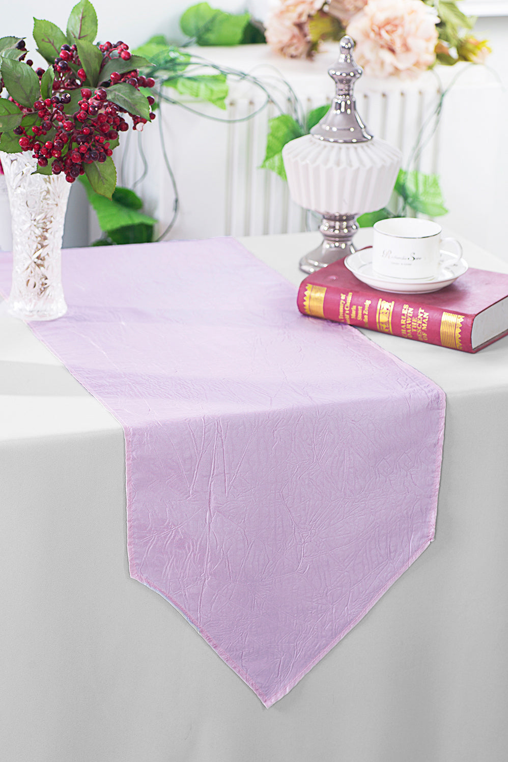 Crushed Taffeta Table Runner 13x108 Lavender