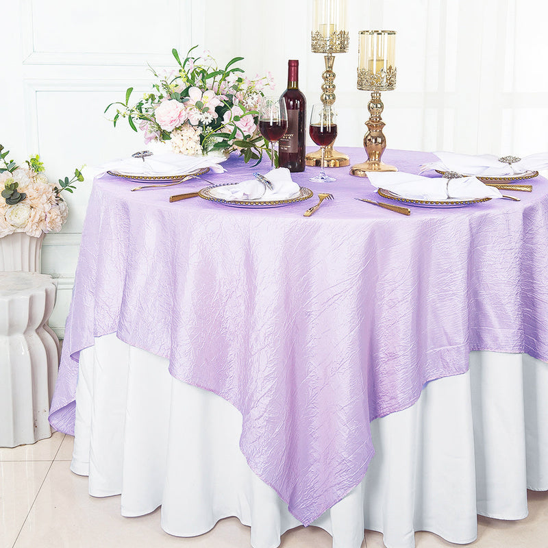 Square Crushed Taffeta Table Overlay 85x85 Lavender