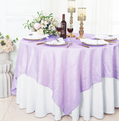 Square Crushed Taffeta Table Overlay 85x85 Lavender