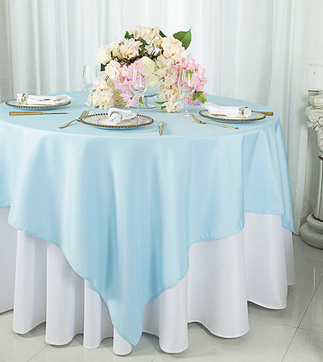 Square Polyester Table Overlay Topper 72x72 Baby Blue