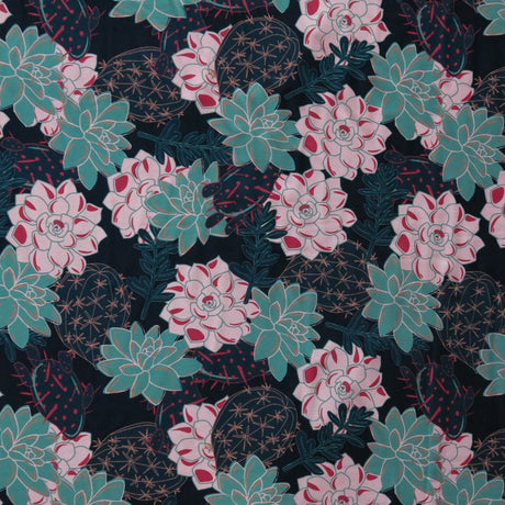 Swim Knit Nylon Spandex Succulent Floral 4-Way Stretch UPF 50+