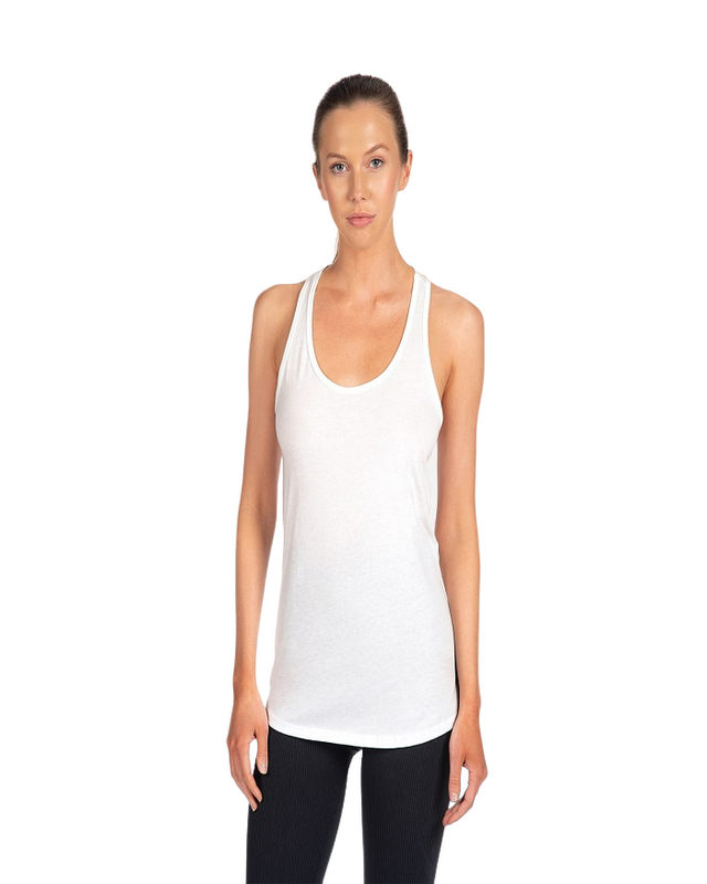 Next Level Women Racerback Tank Top Cotton Poly Jersey Fabric - White, Racerback, 30 Singles, 135 Grams, 4.0Oz (1 Unit)