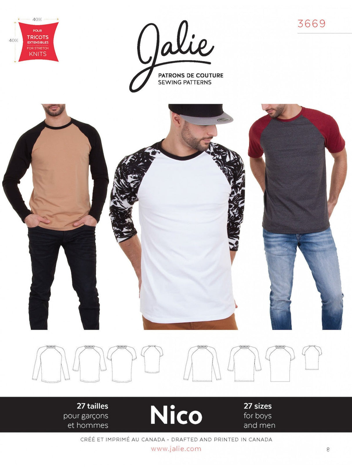 Sewing Pattern Nico Raglan Tee by Jalie