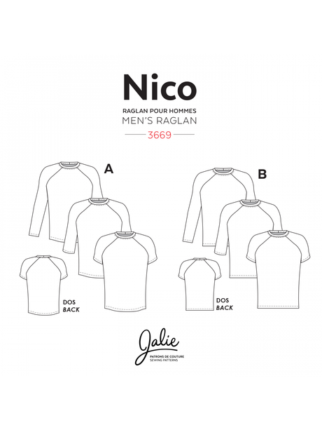 Sewing Pattern Nico Raglan Tee by Jalie