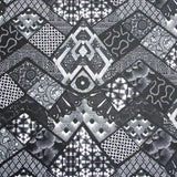 Swim Knit Nylon Spandex Abstract Print Black White Grey