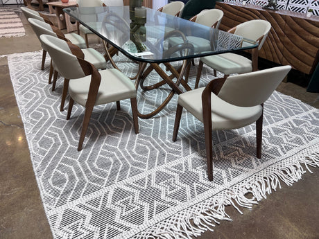 Natural Wool Blend Bohemian Design Rug - White Black, NR507, 60 Percent Wool 20 Percent Cotton 20 Percent Polyester (9' X 12')