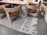 Noor Rug Collection Wool Cotton Blend Fabric - White Black, Hand Made Bohemian, 9' X 12' (1 Piece)