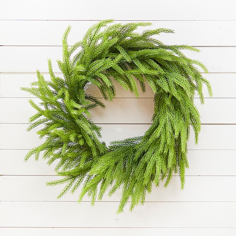 28 Inch Forest Norfolk Pine Wreath Real Touch Christmas Holiday Door Wall Decor