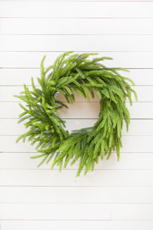 28 Inch Real Touch Forest Norfolk Pine Wreath Natural Winter Christmas Décor