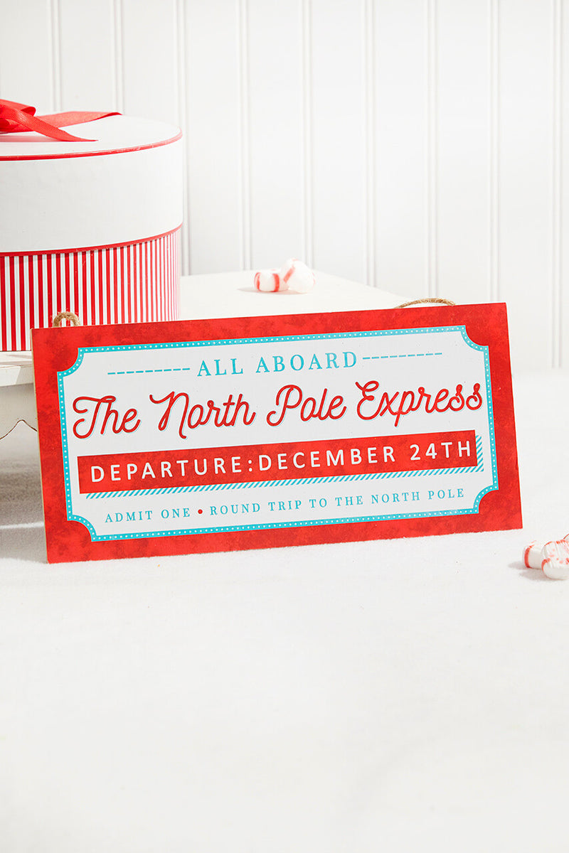 12.5 Inch x 6 Inch The North Pole Express Sign