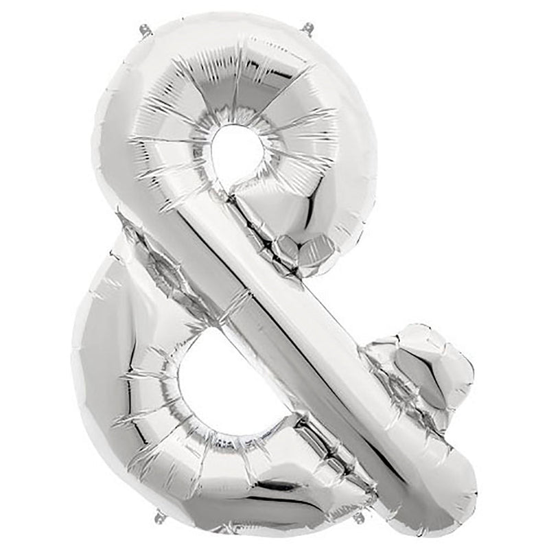 Foil Balloon Ampersand Silver 34 Inch