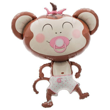 Baby Girl Monkey Foil Balloon