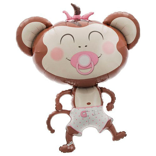 Baby Girl Monkey Foil Balloon