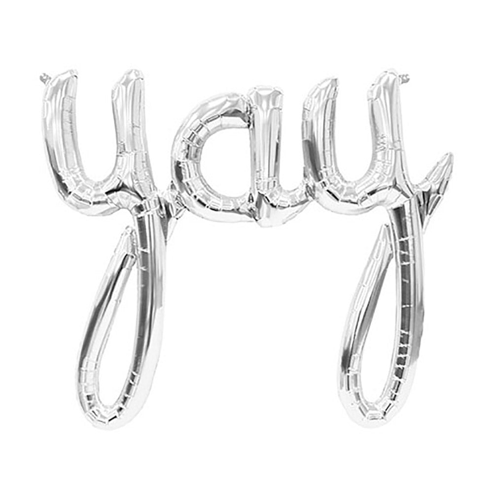 Foil Balloon YAY Script Silver