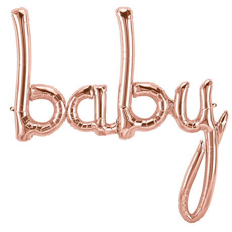Foil Balloon Baby Script Rose Gold