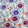Printed Spandex Watercolor Poppies Blue