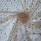 Pearl Tulle Polyester Fabric - Soft Mesh With Scattered Pearls, 58" Width
