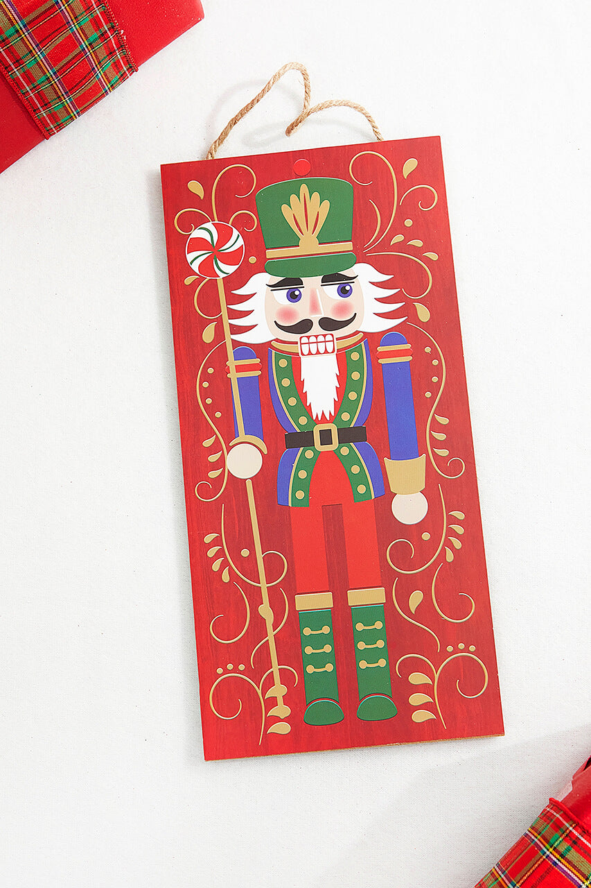 12" Red Blue Green Nutcracker With Candy Sign