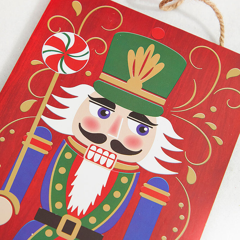 12" Red Blue Green Nutcracker With Candy Sign
